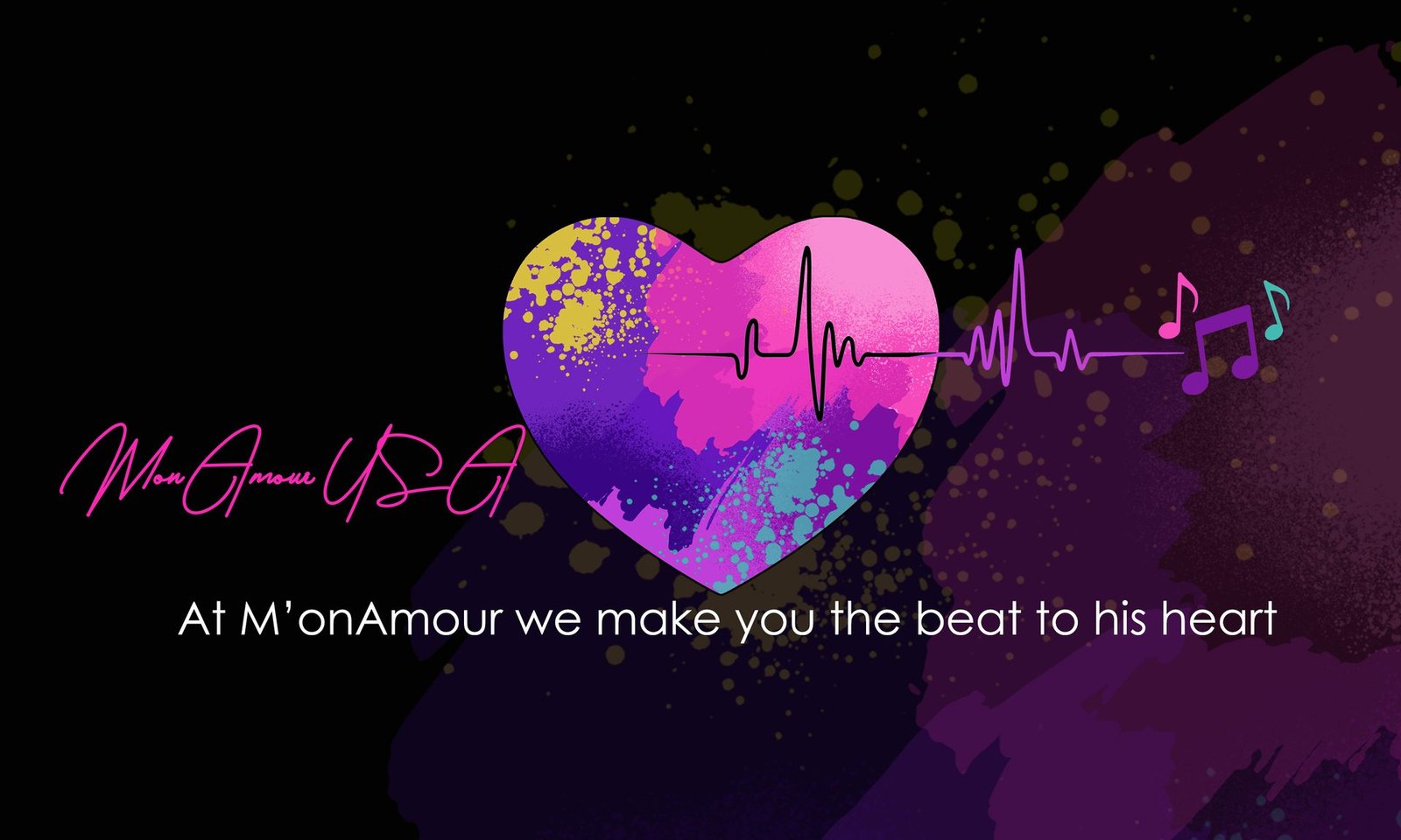 Mon Amour USA brand banner: At M’onAmour we make you the beat to his heart