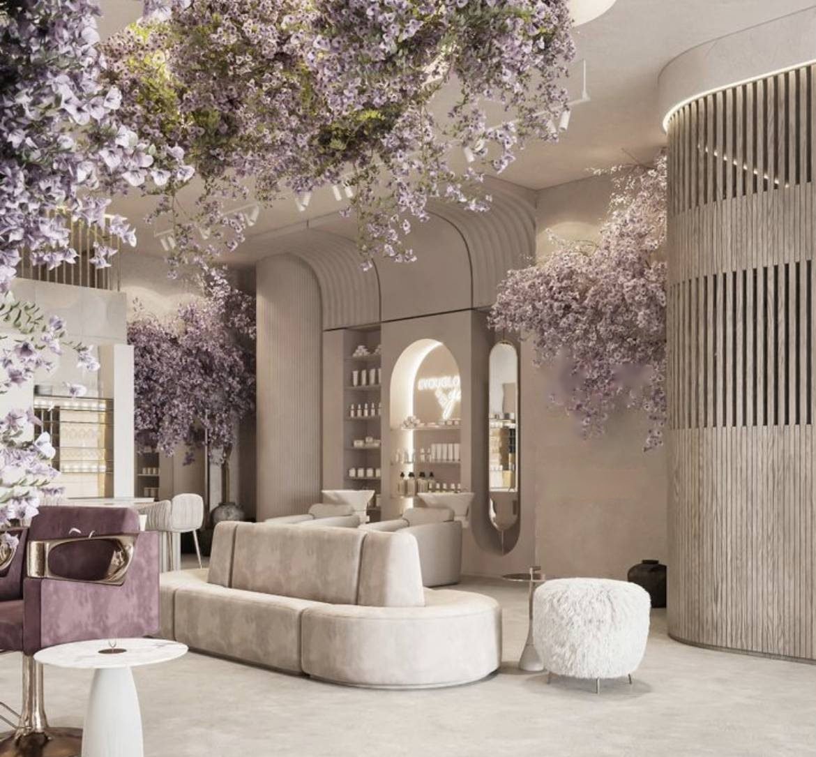 Luxury lilac spa lounge interior